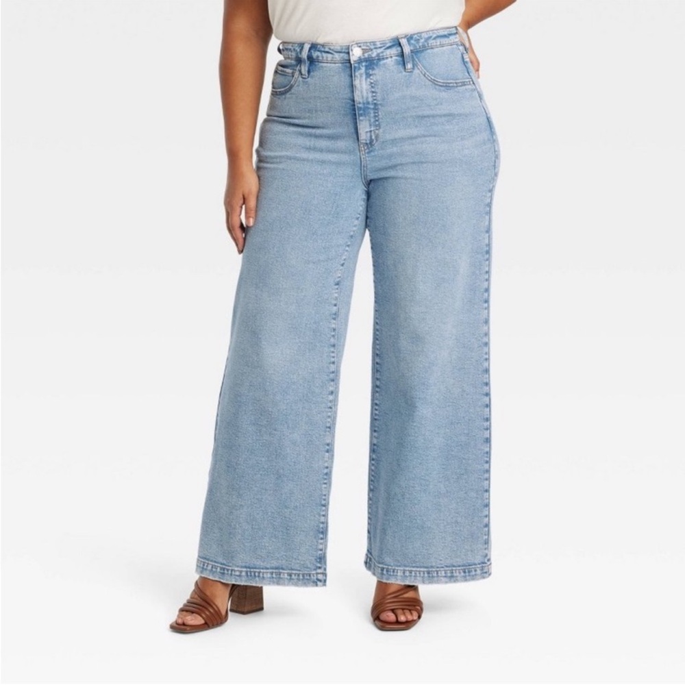 Ava & Viv Women’s High Rise Wide Leg Jeans - Light Wash Size 24 NWOT